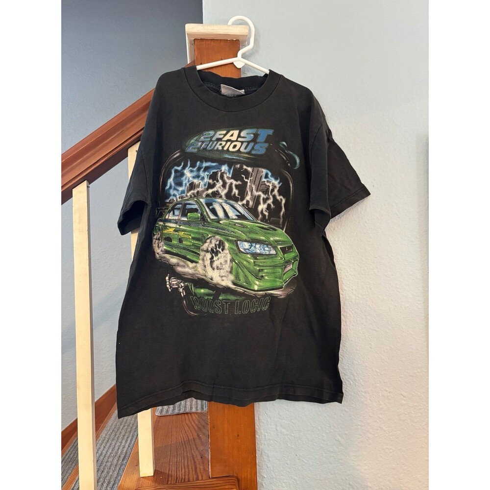 Vtg 2 Fast 2 Furious Shirt  Black Y2K Movie Racing Cars Dragon Tribal youth XL
